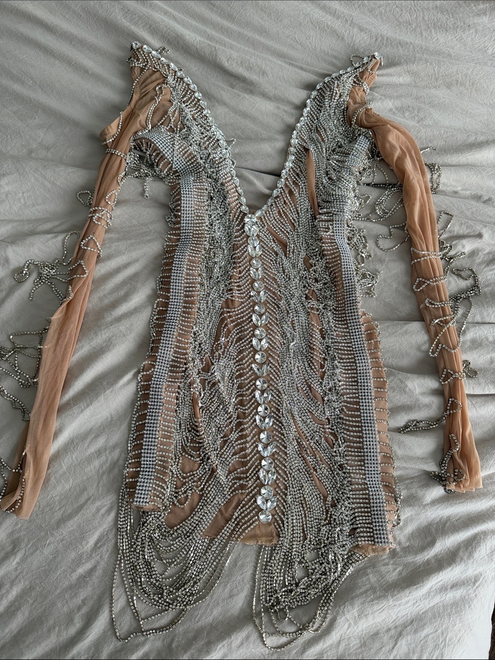 Mesh dress with silver embellishments